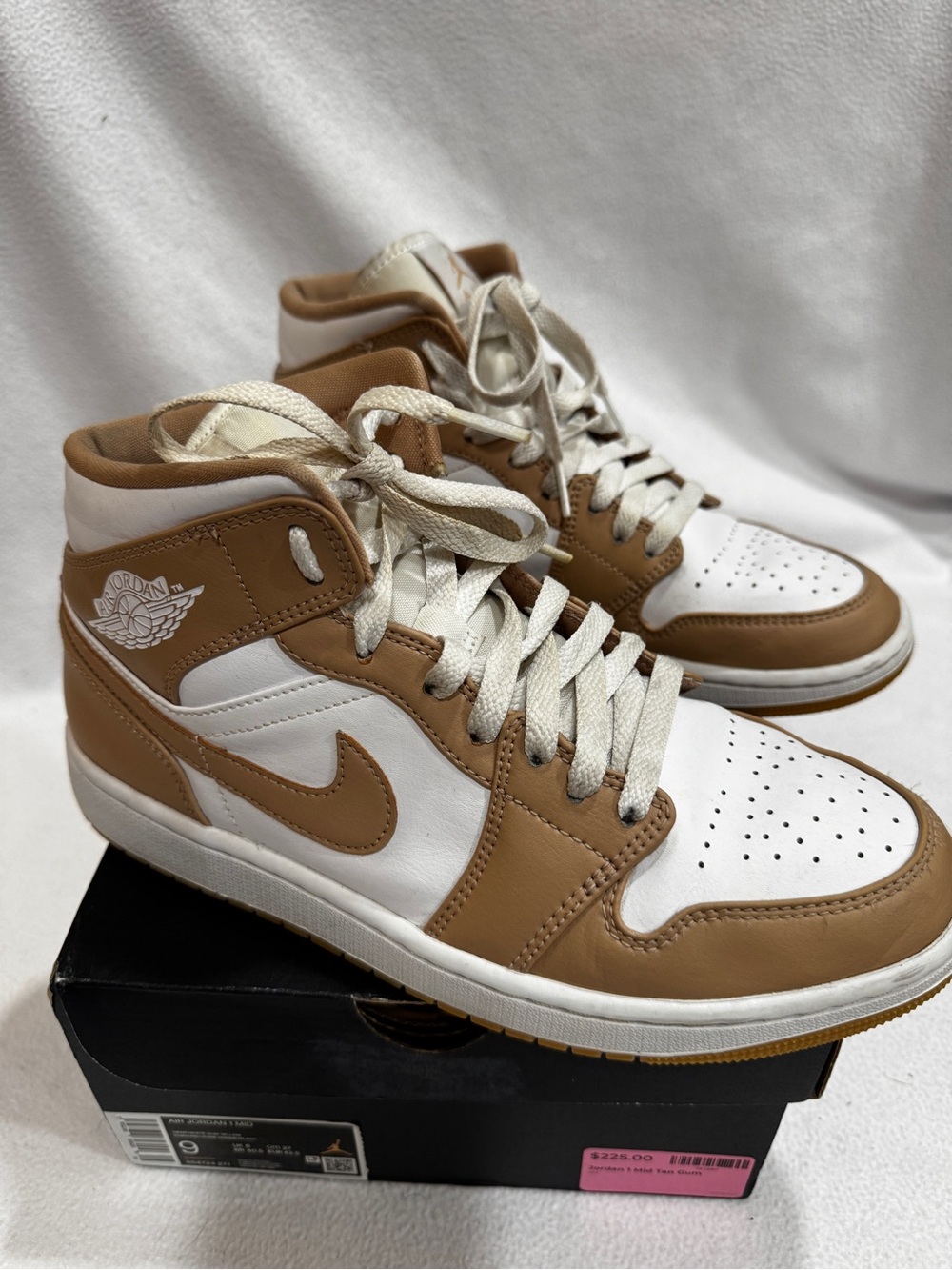 Jordan Mid Sneakers - White & Tan